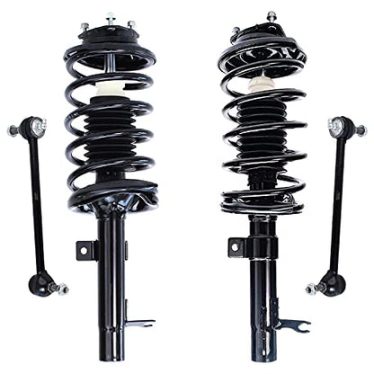 Detroit Axle - Front Struts Sway Bars for 2000-2005 Ford Focus, 2 Complete Struts with Coil Spring 2 Front Sway Bar Links Replacement - size: 4QS2400025/Sway Kit