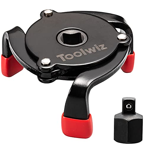 Toolwiz Oil Filter Wrench Adjustable 3 Jaw Oil Filter Removal Tool | One Way Design Only for Removing, Universal for 2-3/8'' to 3-7/8'' 60-98mm Spin On Oil Filter