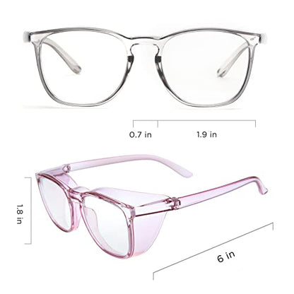 JOO'RTI Anti-Fog Safety Goggles Anti-Blue Light Saftey Glasses Anti-Dust Protective Eyewear for Women and Men - color: 2packs(lilac & Grey)