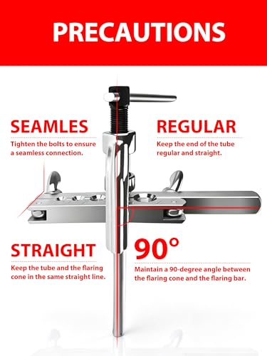 Brake Line Flaring Tool Kit, Double & Single 45° Flare Tool with Tubing Cutter, 5 Adapters 3/16"-1/2", for Copper Aluminum Brass Soft Steel Tubing - size: MU-FTK-300