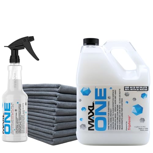 MAXLONE™ Car Spray with Triphene® All Purpose Waterless Detailer Gallon Kit | Quick Spray & Wipe, Clean, Shine, Protect Paint, Glass, Wheels, Trim Without Pre-Washing (20oz, 1 Gallon 8 Micro Fiber Cloth) - style: 1 Gallon + 1 Bottle + 8 Towels