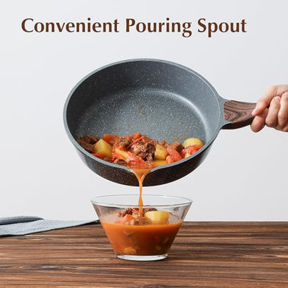 SENSARTE Nonstick Skillet, Deep Frying Pan 10/11/12-inch, Saute Pan with Lid, Stay-cool Handle, Healthy Stone Cookware Cooking Pan, Induction Compatible (10-Inch/3.5QT) - color: Gray, size: 10-inch/3.5QT