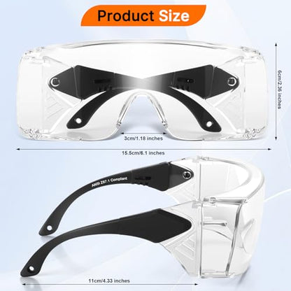 OXG Anti Fog Safety Glasses, ANSI Z87.1 Protective Eyewear with Side Shields, UV Protection Lens, Adjustable Temples - color: 1 Pack Clear