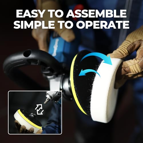 Dong Cheng 20V Brushless Cordless Polisher, Includes 2 x 4.0Ah Batteries, 500-3000RPM Buffer Polisher, 6-Speed with 6" Car Polisher Pad, Rotary Polisher for Car Detailing & Polishing.