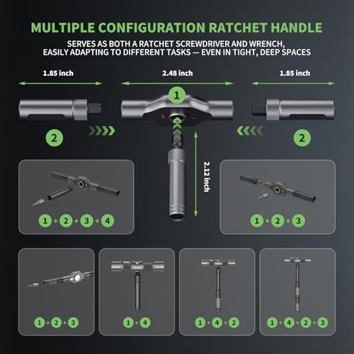42 in 1 Magnetic Screwdriver Set, DIY Ratchet Screwdriver Set, Multi Bit Magnetic Drive Set with Detachable Ratchet Handle, Portable Compact Repair Tool Kit for Furniture Computer Bicycle)