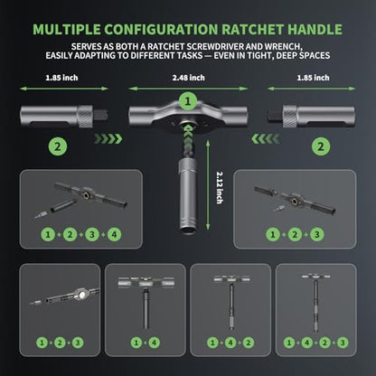 42 in 1 Magnetic Screwdriver Set, DIY Ratchet Screwdriver Set, Multi Bit Magnetic Drive Set with Detachable Ratchet Handle, Portable Compact Repair Tool Kit for Furniture Computer Bicycle)