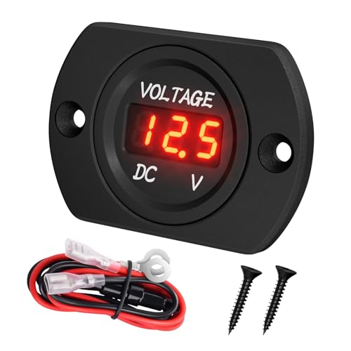DaierTek Voltage Meter 12V Red Voltage Gauge Waterproof 12 Volt Gauge 24V 36V Digital Display Voltmeter for car Truck RV ATV Boat Marine - color: Red LED Voltmeter