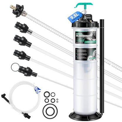 Poafamx Manual Oil Extractor Pump 9.5L, Fluid Extractor Pump 2.5 Gallon | with Extended Storage Units and 5 Tubes Vacuum Oil Change Pump for Automotive, Truck, Boats Engine Oil Change - size: 9.5L