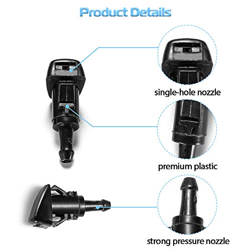 Front Windshield Washer Nozzles - for Dodge, Jeep, Ram - Replaces OEM #: 4805742AB, Spray Jet Kit (pack of 2) A7860F
