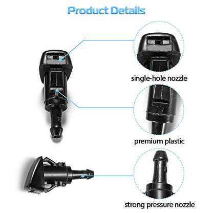 Front Windshield Washer Nozzles - for Dodge, Jeep, Ram - Replaces OEM #: 4805742AB, Spray Jet Kit (pack of 2) A7860F