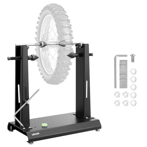 VEVOR Motorcycle Wheel Balancer, Tire Balancer & Truing Stand for Hollow & Solid Axle Wheels, Heavy-Duty Design with Adjustable Cones and Truing Pointer for Sport and Dirt Bikes - style: Hollow & Solid Axle