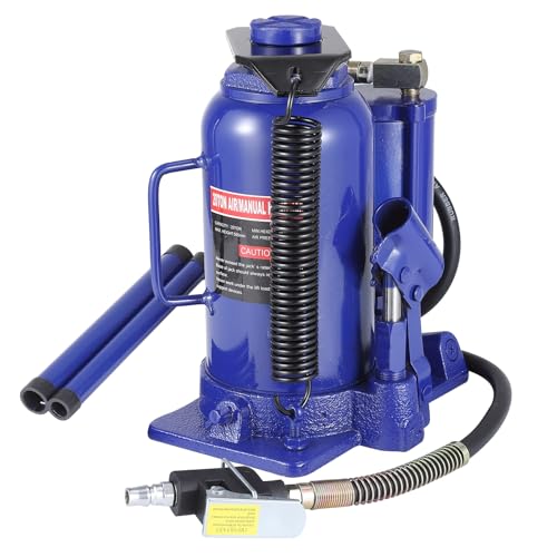 Heavy Duty 20 Ton Pneumatic & Hydraulic Air Bottle Jack – Quick Lift, Manual Hand Pump, 10.24"-20.08" Lifting Range – Car Truck SUV RV Trailer Repair – in-line Cylinder, High Size