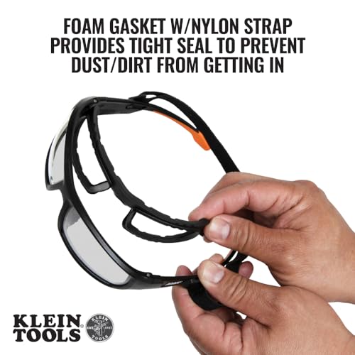 Klein Tools 60538 Gasket Safety Glasses, Professional PPE Protective Eyewear, Full Frame, Scratch Resistant, Anti-Fog, Indoor/Outdoor Lens - size: Gasket, Clear