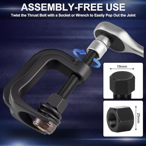 BBTO Ball Joint Puller Lower Ball Joint Separator Tool Adjustable Removal Tools for Balls with 2-3/8" Max Opening,Compatible with 3/4" Socket or Wrench for Cars, Trucks, SUVs