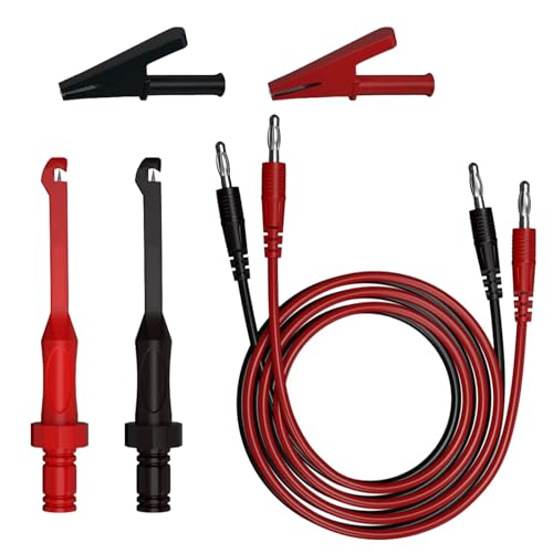 6PCS Multimeter Test Leads Set Electric Wire Piercing Probe, Automotive Insulation Back Probes ，Fully Insulated Alligator Clips0079， 4mm Banana Plug Test Leads for for Diagnostic Electrical Testing