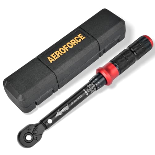 AEROFORCE 1/4-Inch Drive Click Torque Wrench (40-220 lb.in / 4.5-24.8 Nm),72 Tooth Dual Direction Reversible Ratchet with Dual Range Scales, Precision Calibrated for Bikes & DIY
