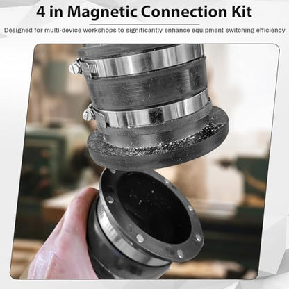 Magnetic Dust Collection Fittings 10-Pack for 4" Shop Vac Hoses | Quickly Switch Hoses Between Woodworking Machines, Neodymium Magnet - size: 4" Magnetic Starter Kit 10-Pack