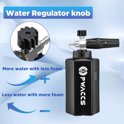 PWACCS Foam Cannon, 1.5 L Pressure Washer Gun with Dual Connector | 4000 PSI, Ideal for Driveways, SUVs & Detailing, Car Wash, Fits Most Pressure Washers with 1/4" Quick-connect - size: M22 14mm