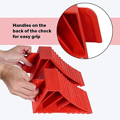 Wheel Chocks ABS Plastic Heavy Duty, Tire Chocks for Travel Trailers, RV, Camper, and Trucks 2-Pack, Red - color: red 2-pack