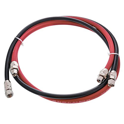 Master Elite Series 6 Foot Air and Fluid Hose Assembly Set with Fittings for Spray Guns, Paint Pressure Pot Tanks, Professional Heavy Duty - Air 3/8" NPS, 5/16" ID & Fluid Hose 1/4" NPS, 1/4" ID - size: 6-Foot Set