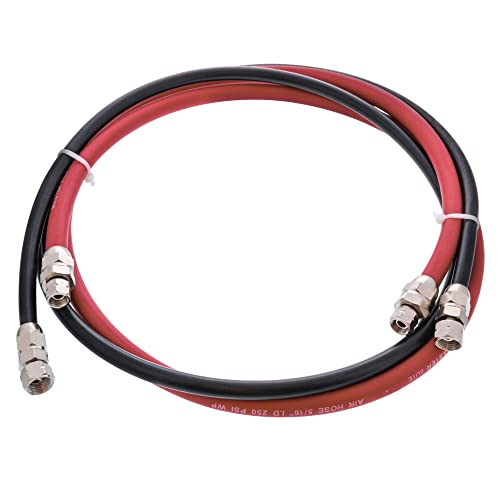 Master Elite Series 6 Foot Air and Fluid Hose Assembly Set with Fittings for Spray Guns, Paint Pressure Pot Tanks, Professional Heavy Duty - Air 3/8" NPS, 5/16" ID & Fluid Hose 1/4" NPS, 1/4" ID - size: 6-Foot Set