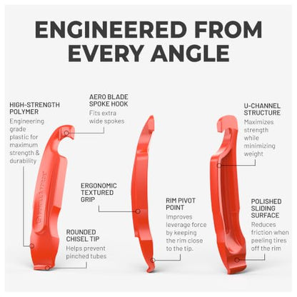 Gorilla Force Bike Tire Levers Set, Easy-to-Use Bicycle Tire Levers Tool Set for Removal, Changing, and Repair – Strong No-Scratch Plastic for Road, MTB, and Mountain Kits (Lava Red) - style: 2 Pack (Lava Red)