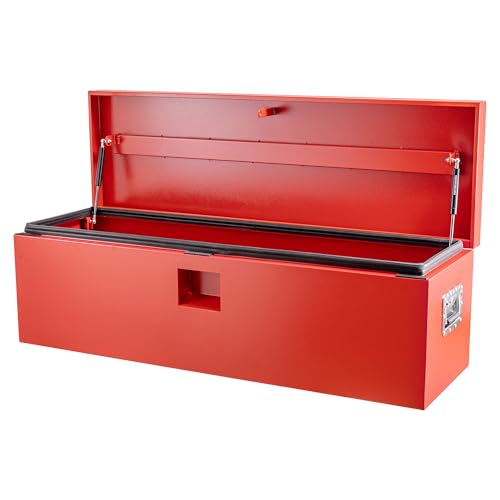 Industrial Steel Truck Tool Box w/Gas-Shock Lid, Pry-Resistant Security & Weatherproofing Toolbox Organizer Chest Fits Pickup, Truck Bed, RV, Trailer - color: Red, size: 15X15X24 inch