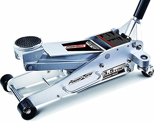 Power Zone Dual Pump Quick Lift 3-1/2 Ton Aluminum and Steel Racing Jack, Lift Range: 4-1/8” to 18-5/16”, Silver (680063-A)
