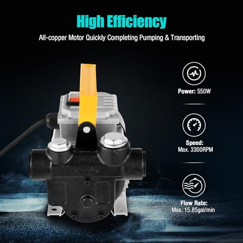 110V AC Motor Oil Fuel Fluid Extractor Electric Transfer Pump,60L/Min/15.75 Gpm 550W Self-priming Gear Electric Oil Transfer Pump