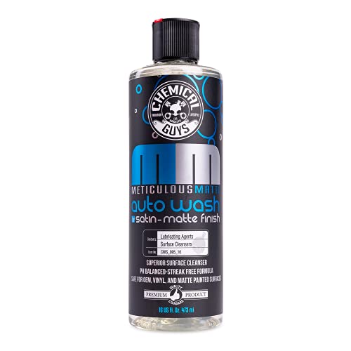 Chemical Guys Car Wash Soap – Meticulous Matte – High Foaming Car Foam Soap for Foam Cannons, Guns and Buckets – Safe for Satin and Matte Paint Finishes, Scratch Free Cleaning, 16 oz Bubble Gum Scent | High-foam soap cleans satin and matte finishes withou