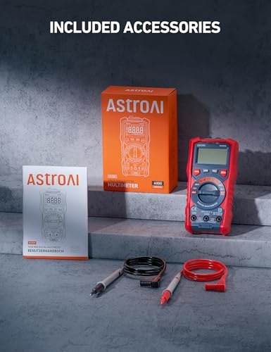 AstroAI Multimeter Tester, TRMS 4000 Counts Volt Meter Auto-Ranging Ohmmeter Digital 1.5v/9v/12v Battery Voltage Tester Measure Voltage Current Resistance Diodes Continuity Capacitance with NCV - style: Auto-Ranging