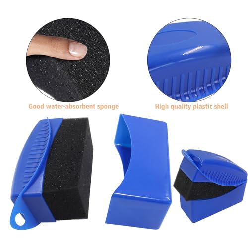 2Pcs Tire Dressing Applicators,Tire Shine Applicator Pads,Reusable Tire Dressing Sponge Pad Car Tire Applicator Pads with Lid for Car Glass, Painted Steel & Porcelain (Blue, Rectangular - size: Blue, Rectangular