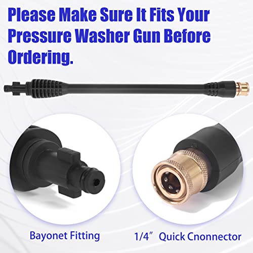 FIXFANS Pressure Washer Wand 16 Inch Compatible with Ryobi, Portland, Husky | Replacement Power Washer Wand with 1/4” Quick Connect, 5 Spray Nozzles, 1 Tips Holder, Black - size: 16 Inch