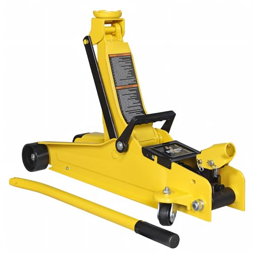 YELLOW JACKET 2.5 Ton Trolley Jack Hydraulic Low Profile Floor Jack for Cars Lift with Single Piston Lift Pump, 5500 lb Capacity - color: Steel, size: 2.5T low profile single pump