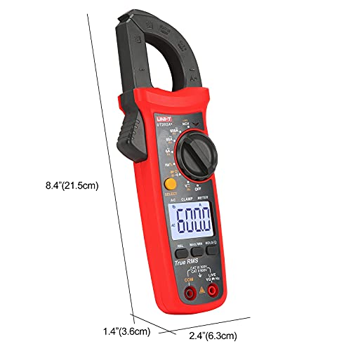 UNI-T Digital Clamp Meter UT202A+, AC Current TRMS HVAC Volt Amp Ohm Meter Clamp On Multimeter Auto Ranging 6000 Counts AC DC Voltage Frequency Resistance Capacitance Continuity Diode Live Wire Tester - size: UT202A+