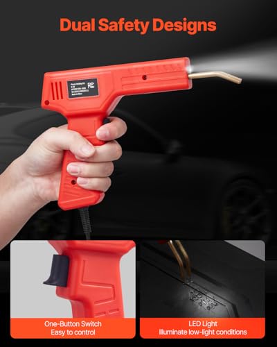 VEVOR Plastic Welder Kit Deluxe, 100W Plastic Welding Gun + 60 W/100W Soldering Iron, Professional Plastic Repair Welding Tool with 1000PCS Hot Staples & 60 Rods for Car Bumper Kayak Electronics Toys - style: 100W Gun + 60 W/100W Soldering Iron