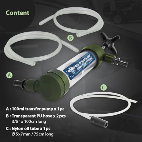 FIRSTINFO Taiwan Multi-Use Siphon Oil Fuel Transfer Pump | Manual Fuel Suction Pump, Hand Pump for Gasoline, Diesel, Petrol, RV Antifreeze, Transmission Fluid, Water, A1123
