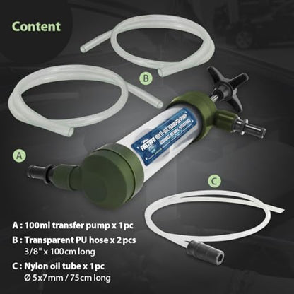 FIRSTINFO Taiwan Multi-Use Siphon Oil Fuel Transfer Pump | Manual Fuel Suction Pump, Hand Pump for Gasoline, Diesel, Petrol, RV Antifreeze, Transmission Fluid, Water, A1123