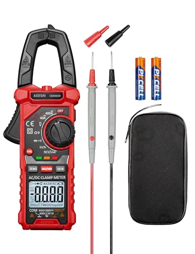AstroAI Digital Clamp Meter Multimeter 4000 Counts Auto-ranging Amp Tester Measuring AC/DC Voltage & Current, Resistance, Capacitance, Frequency, Continuity, Live Wire Test, NCV Detection, Black - color: Black, size: 4000 Counts