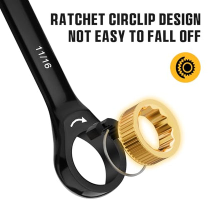 GRENPRO Ratcheting Wrenches Set, Combination Wrench Sets With Organizer Box, 23PC SAE & Metric And Standard, 1/4" to 3/4" & 6-18mm, Open End Wrench Set, Electrophoretic Coating Sock Mechanic Tools - style: Ratcheting Wrench Set (Metric&SAE)