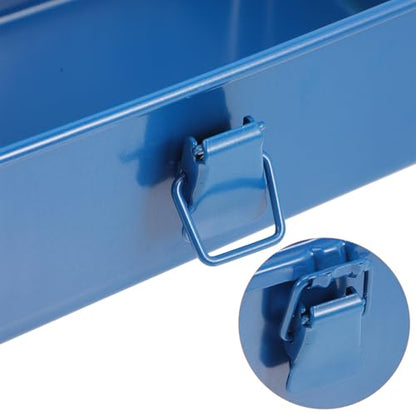 BESTonZON Tool Box Metal Tool Storage Box 7.48 X 4.72 X 3.07 in Mechanics Tools Organizer with Handle and Latch for Car Trunk Workshop Screwdrivers and Wrenches