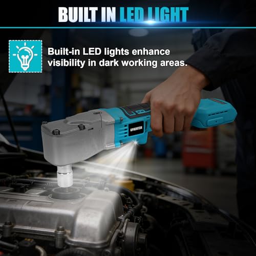 1/2" Right Angle Impact Wrench 206 ft-lbs for Makita 18V Tool | Brushless Motor, 280 Nm Torque, Tight Space Angle Head, Variable Speed Trigger, Auto Repair, Bare Tool Only - color: Makita