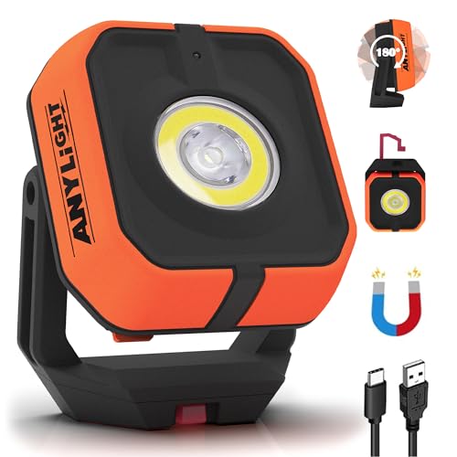 Work Light, Magnetic Rechargeable Light with 4 Modes & 150°Rotatable, 1200LM Waterproof Portable Light with 360° Rotating for Emergency Car Repair, Grill, Outdoor Work (1 PK Upgrade) - color: Orangey