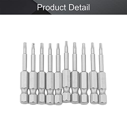 Utoolmart Torx Screwdriver Bits, T9 Magnetic Torx Head Screw Driver Bit, with 1/4 Inch Hex Shank, 50mm Length S2 Steel Screw Driver Kit Tools, for Repair Work, 10 Pcs - size: T9