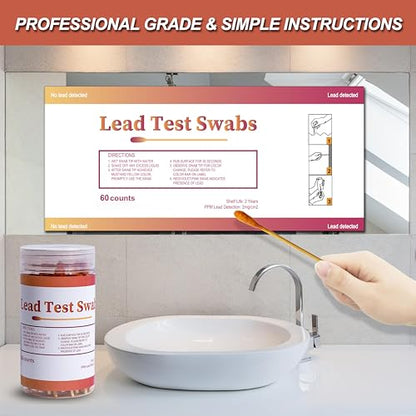 AAwipes Lead Test Swab Kit (60 Rapid Home Testing Swabs) 30-Second Results. Dip in Water. Home Use for - Painted, Jewelry, Ceramics, Wood (LS60)
