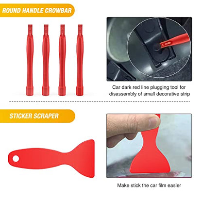 GOOACC 102Pcs Trim Removal Tool, Auto Terminal Removal Tool, Auto Clip Pliers Stereo Removal Tools, Car Upholstery Repair Pry Kit,Precision Hook and Pick Set, Round Handle Crowbar - color: 42Pcs Remover + 60Pcs Clips