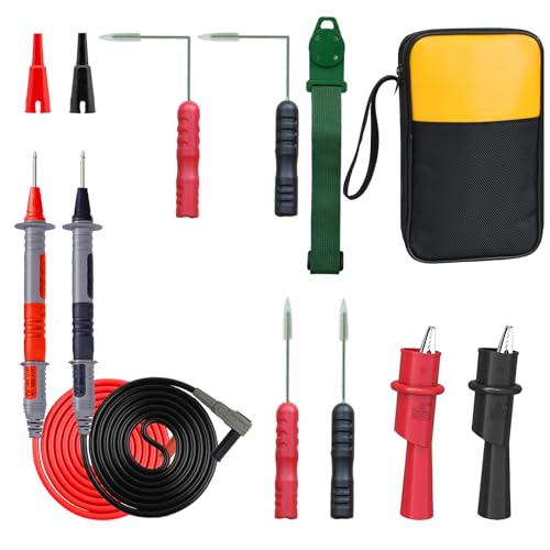 Makeronics 12-in-1 Multimeter Test Lead Kit with with Magnet Hanger Kit and Soft Case for Electronic Specialties Automotive Multimeter Voltmeter Clamp Meter | 4 PCS Non-Destructive Back Probes