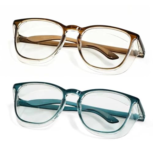 Safety Glasses Anti Fog Goggles Protective Eyewear Blue Light Blocking Anti Dust UV Protection Glasses For Men Women - color: Blue+brown