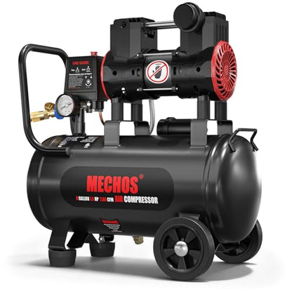 Portable Air Compressor with 8 Gallon Steel Tank, 1.5 HP 2.85 CFM @ 90 PSI, 116 Max PSI Oil-Free Air Compressor for Garage, Home Use, Tire Inflation, Nail Gun, DIY Projects,110V - style: 8Gallons