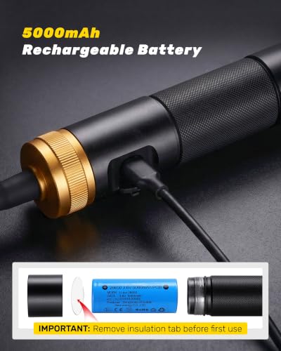 Magnetic Rechargeable LED Work Light, 360° Flexible Gooseneck Flashlight | 5000mAh Battery, Built-in Hook, Portable Mechanic Light for Auto Repair, Work Bench, Grill & Inspection